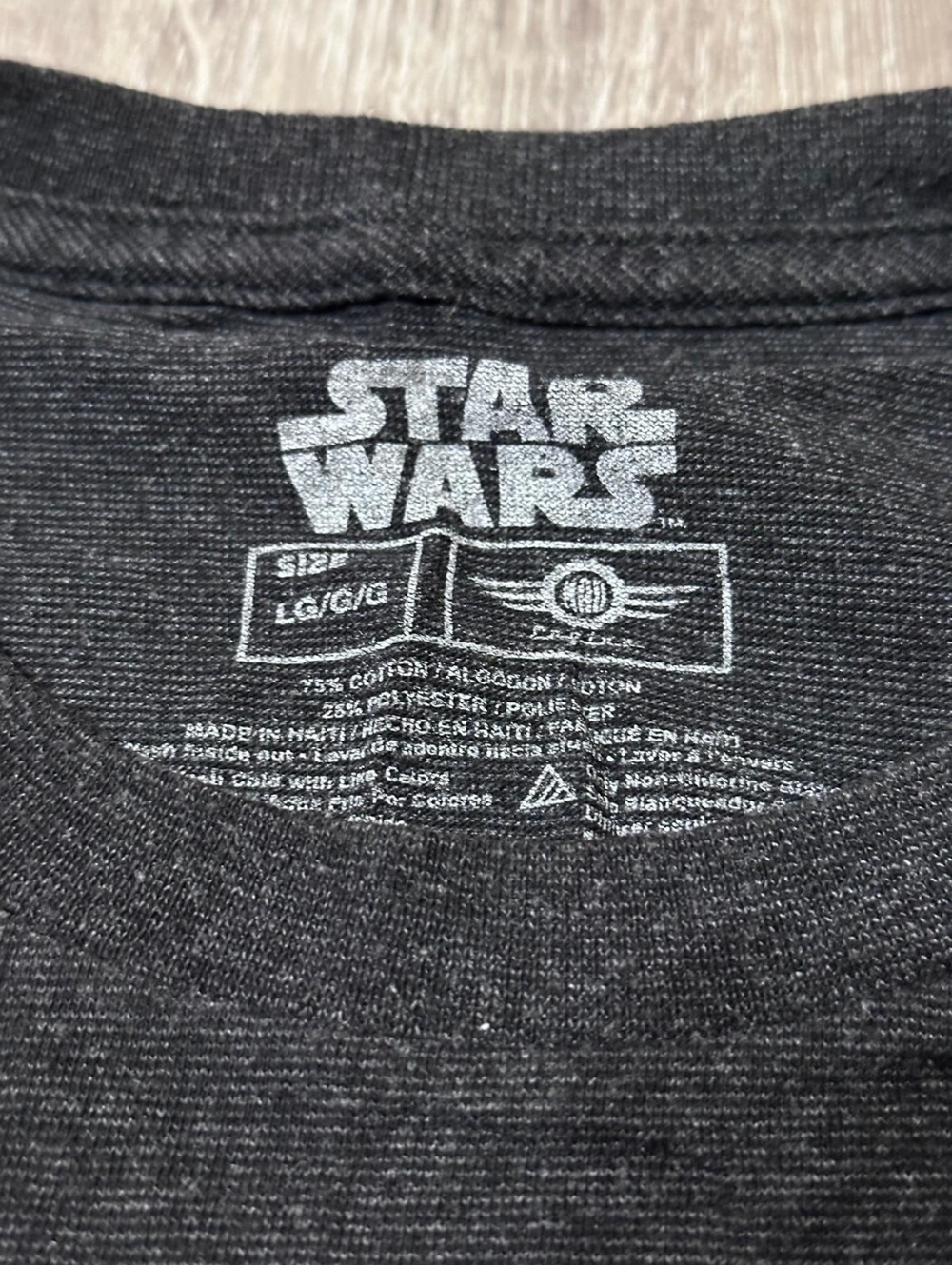 Star Wars Charcoal Black Crewneck Tee with White Logo - Picture 3 of 4